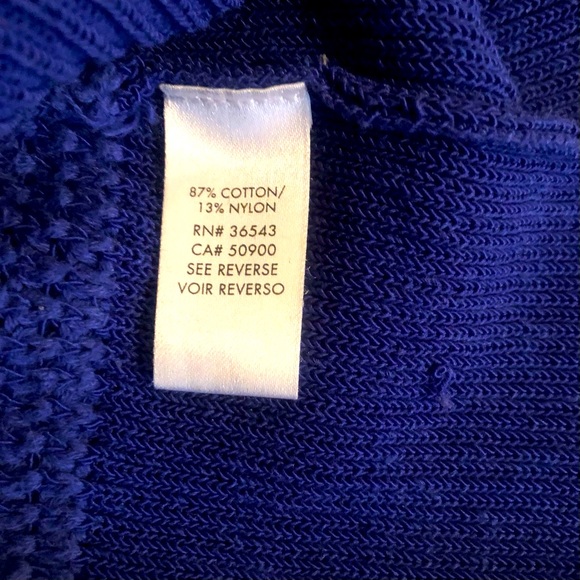 waffle weave Calvin Klein cobalt blue v neck sweater - Picture 5 of 5